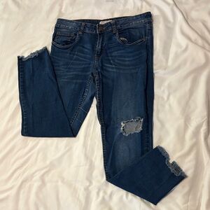 Distressed Blue Jeans